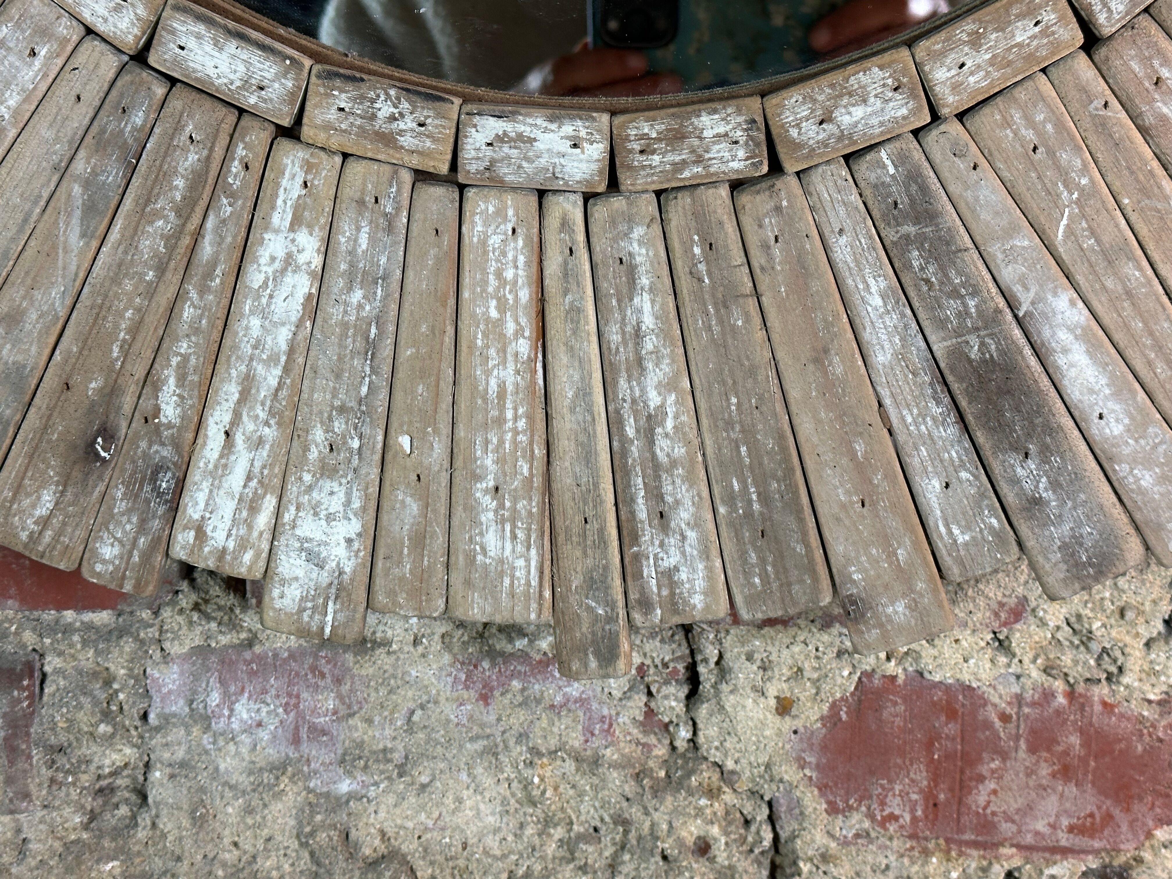 Mirror in patinated natural wood