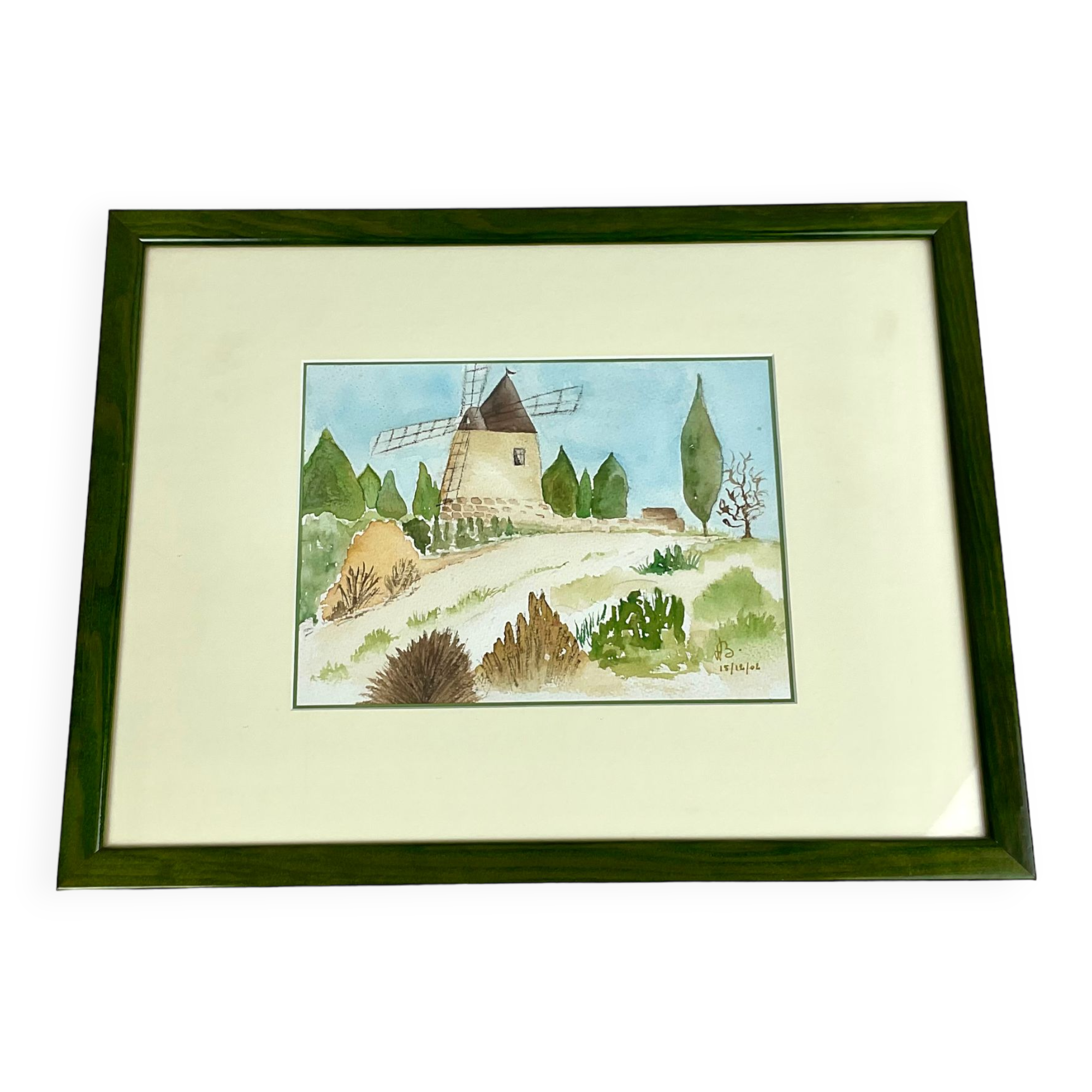 Watercolor painting wooden frame
