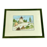 Watercolor painting wooden frame
