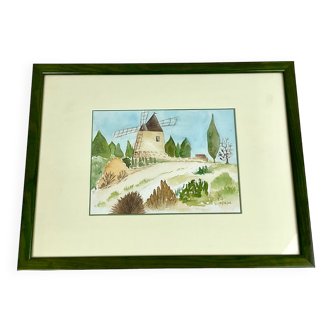 Table painting watercolor wooden frame