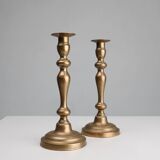 Set of two antique 19th century French copper candlesticks