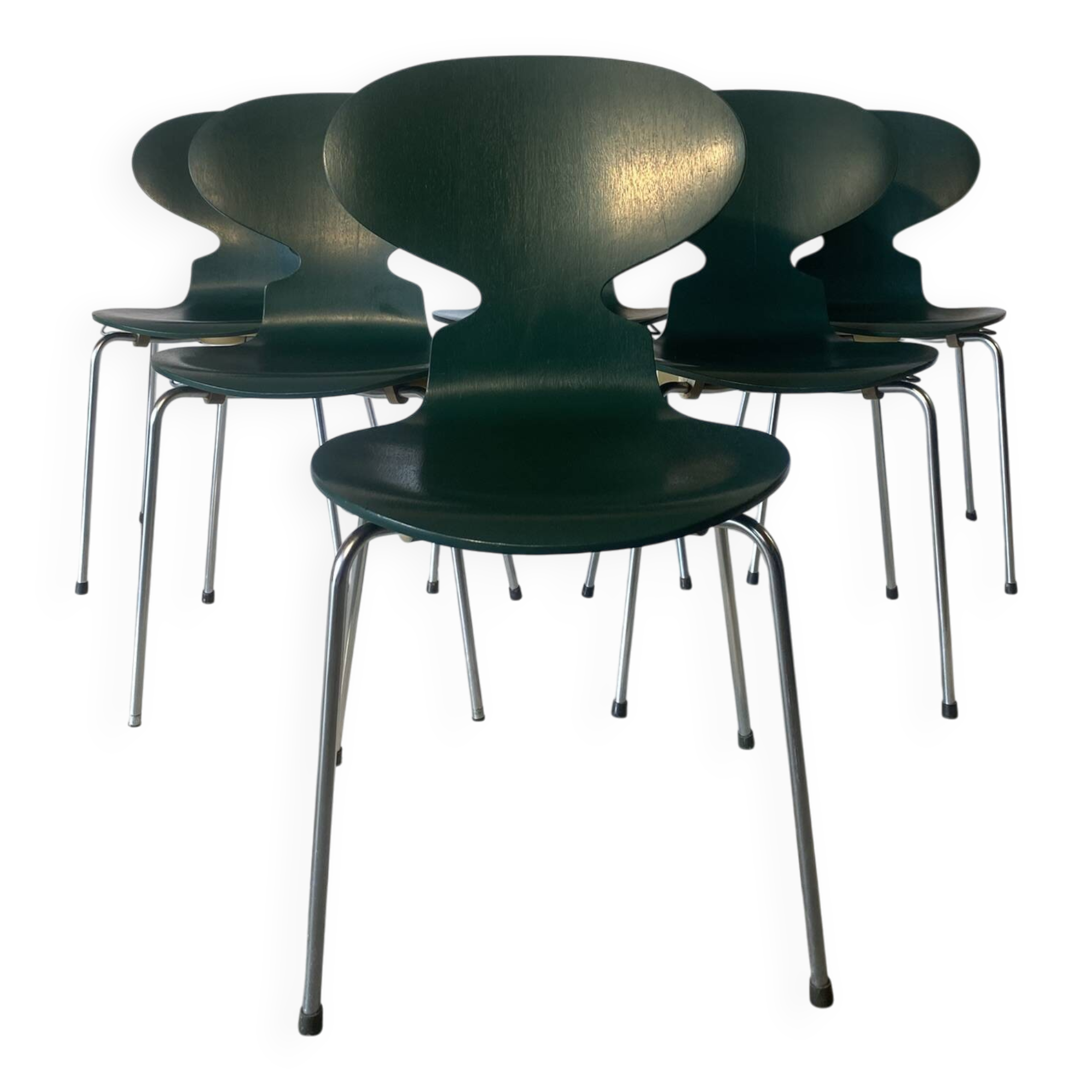 Set of 6 “Ant” chairs in dark green – Arne Jacobsen for Fritz Hansen