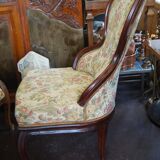 Louis Philippe period armchair with violin-shaped back in mahogany