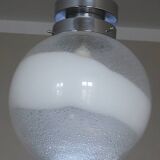 Murano Mazzega globe pendant light with bold swirl, 1960s