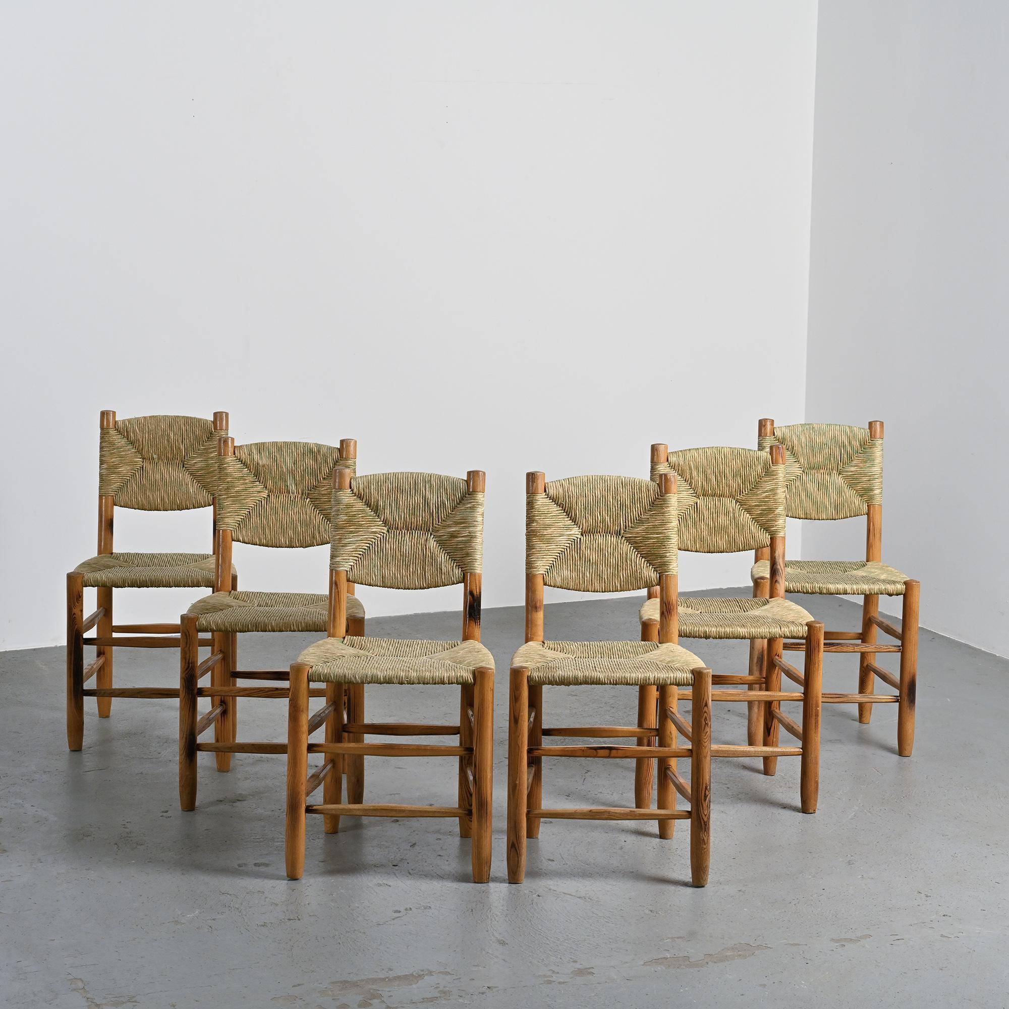 Set of 6 Bauche model chairs by Charlotte Perriand, circa 1960.