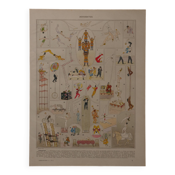 Lithographie originale sur les acrobates