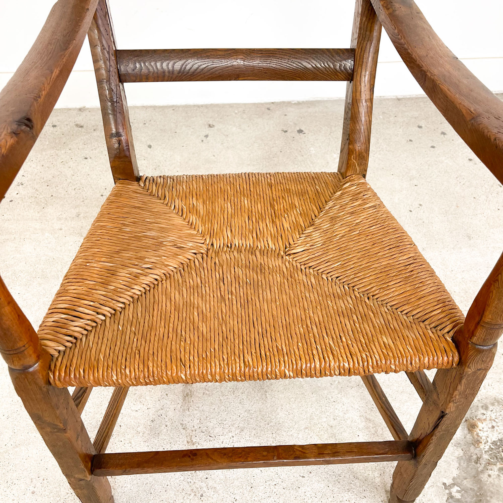 Antique oak armchair with cane seat 19th century