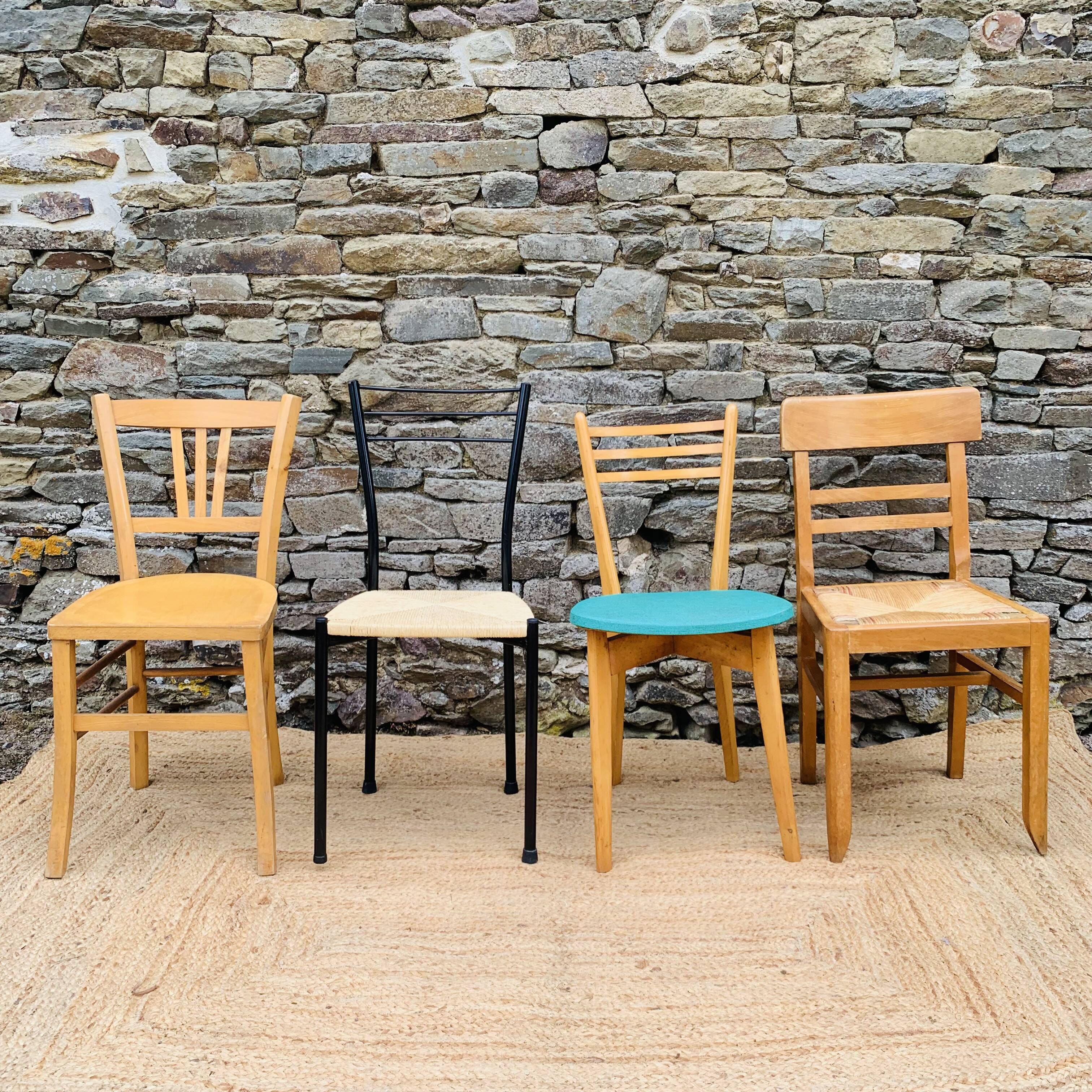 Set of 4 mismatched chairs