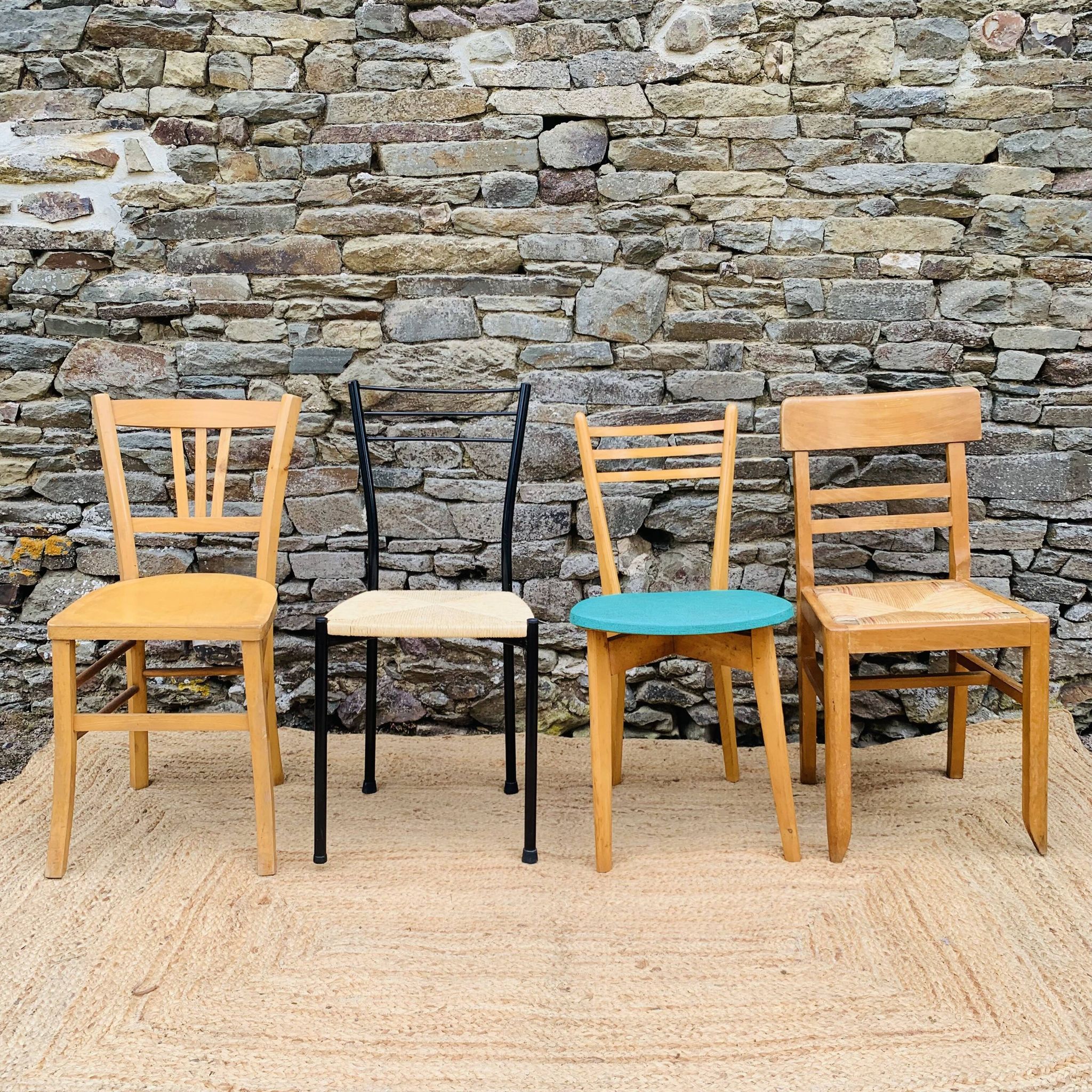 Set of 4 mismatched chairs