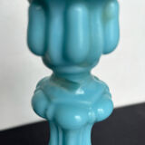 Pair of opaline candlesticks and its vase