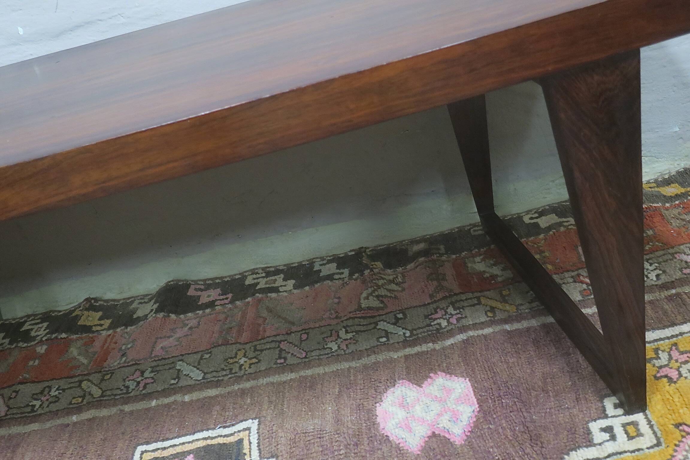 Danish rosewood curved coffee table by Leif Hansen, 1960s