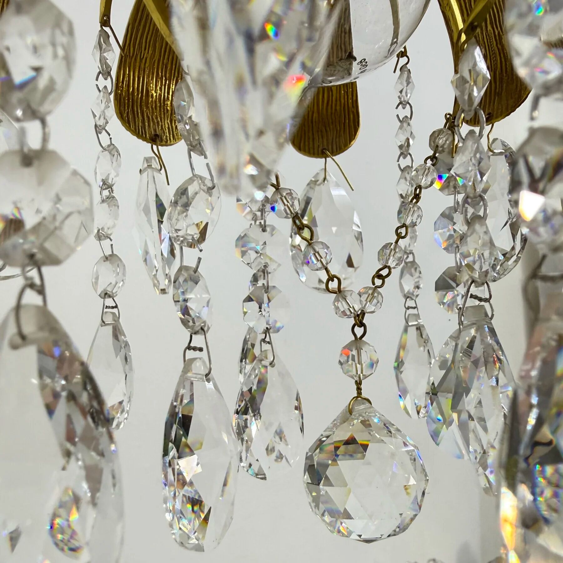 Palwa crystal flush mount by Ernst Palme, brass pineapple, 1960s, Germany