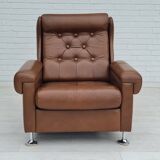 Fauteuil en cuir du milieu du siècle, années 1970