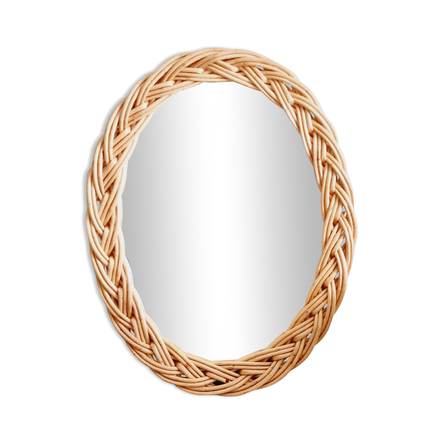 Oval rattan mirror from the 60s