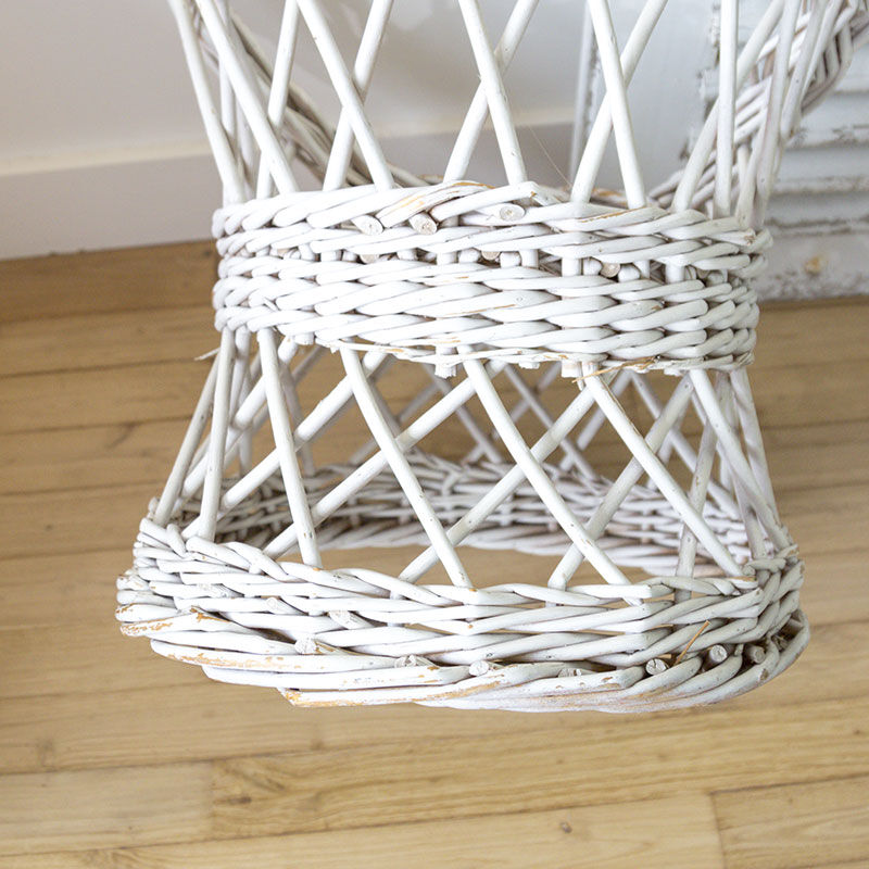 Fauteuil enfant corbeille rotin blanc