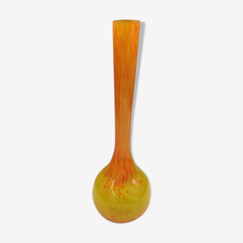 Vintage orange and yellow soliflore vase, signed