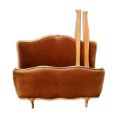 Lit corbeille de style Louis XV en chêne cérusé XX siècle