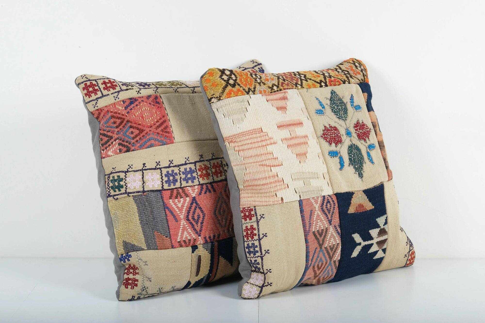 Set of 2 vintage kilim cushion covers 51x51 cm