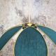 Flower suspension with metal structure and peacock blue linen petals