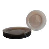 Set of 9 flat plates in smoked glass Arcoroc France 70s vintage