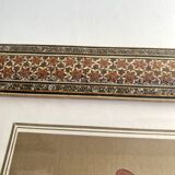 Ornithological painting, marquetry frame