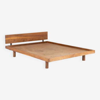 Pierre Chapo. Bed in blond oak “Godot” model. 1960s.