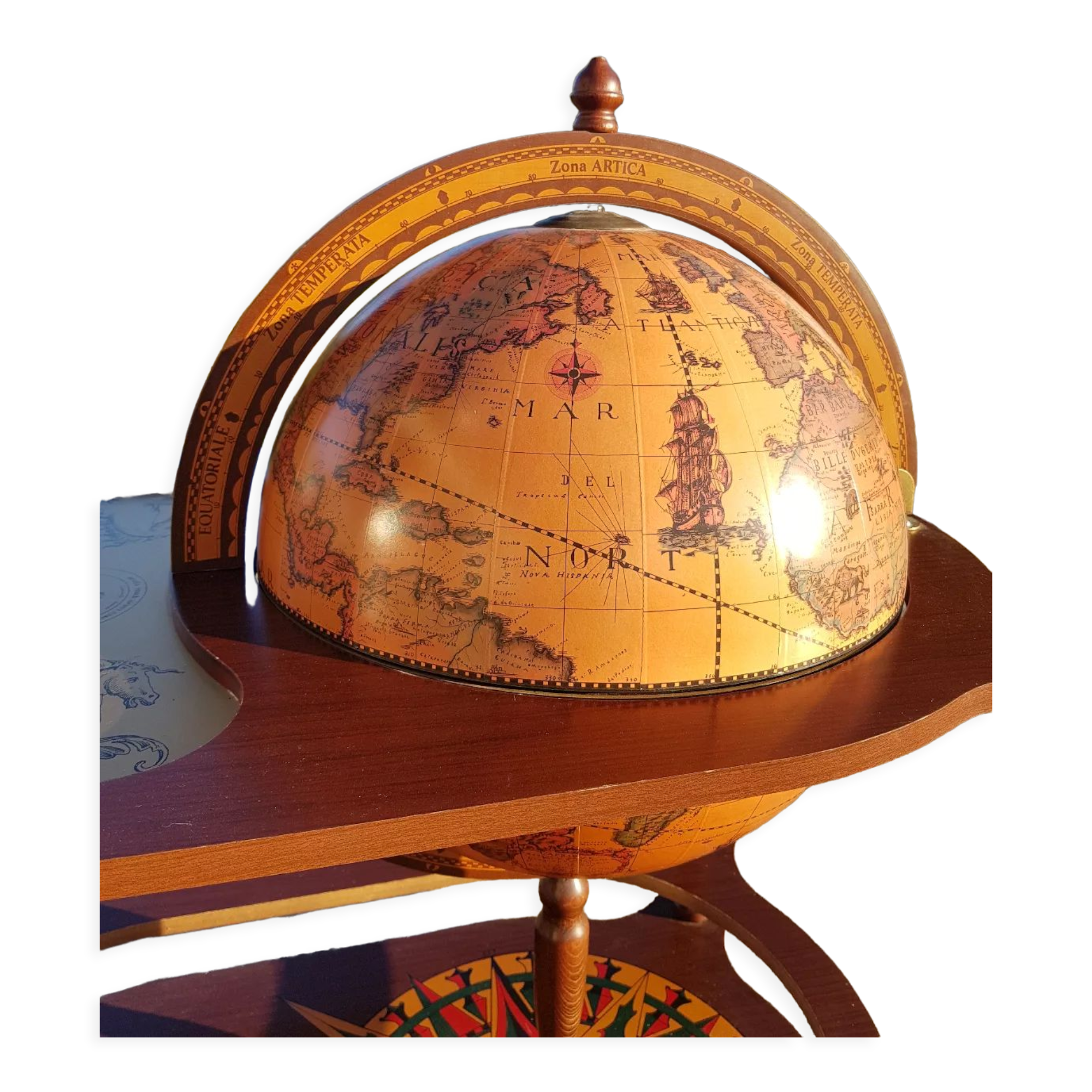 Coffee table bar world map