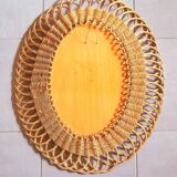 Woven wicker mirror, 1960.