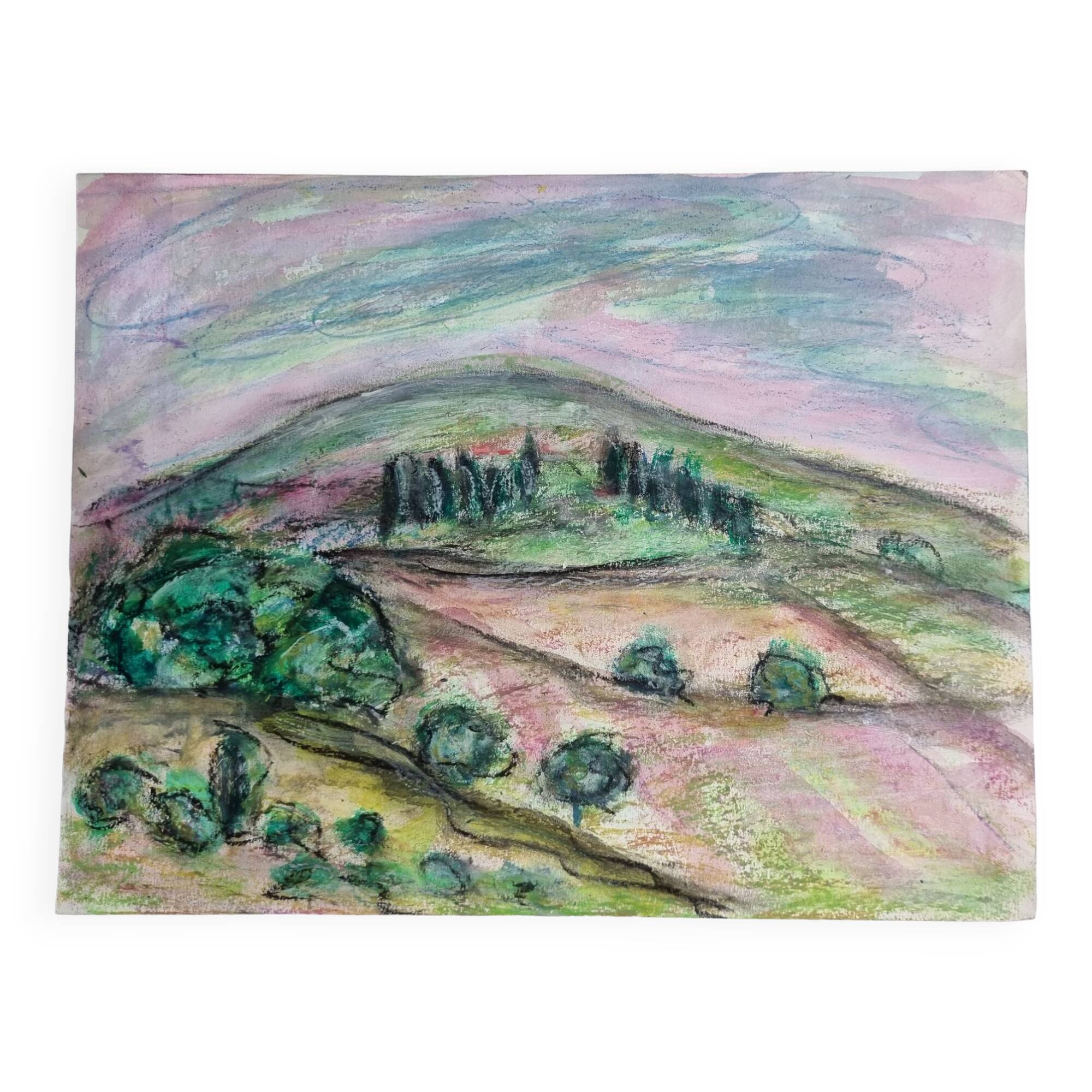Oil pastel, notebook of a traveler in Tuscany 12, 31 x 24 cm