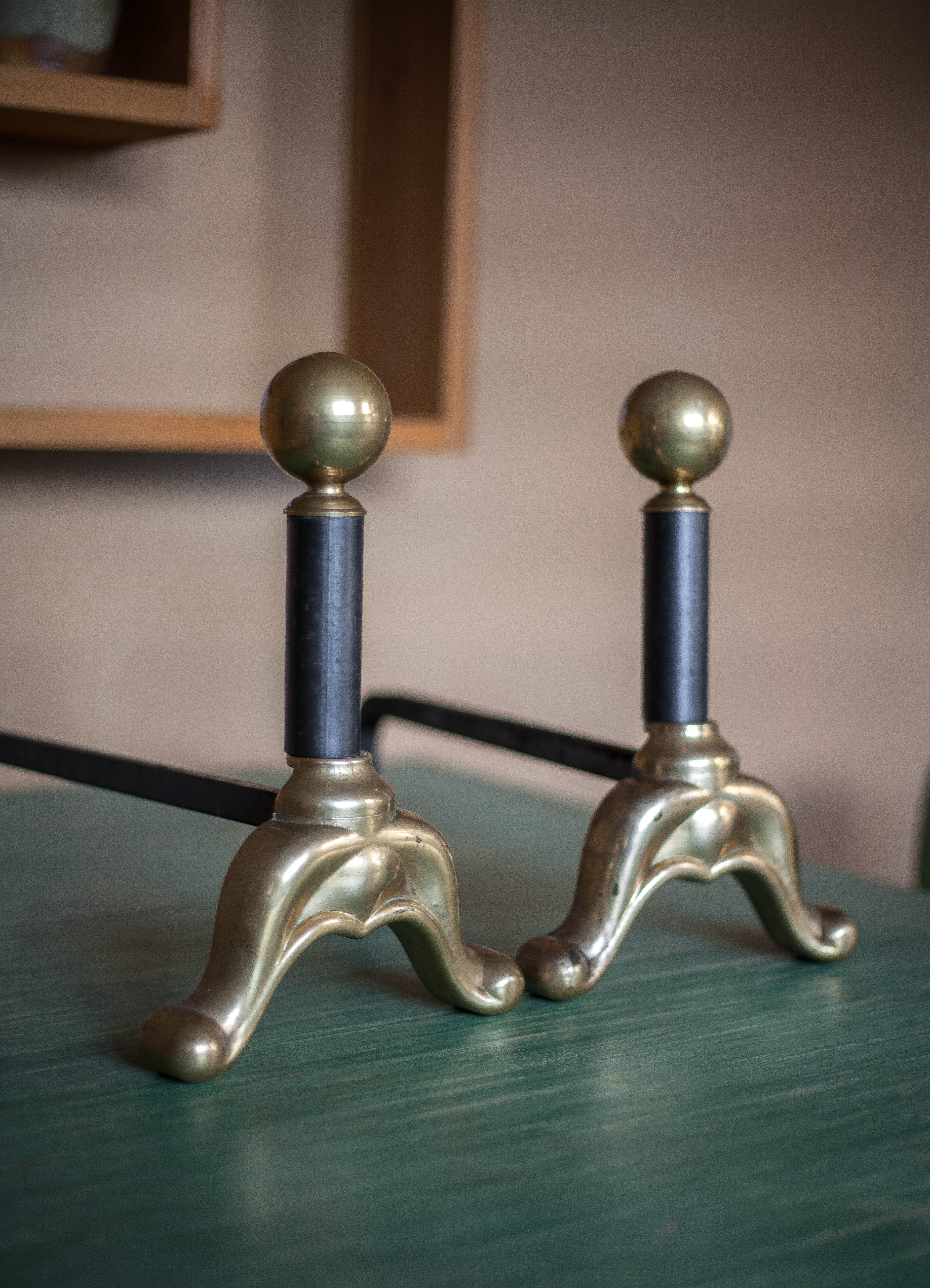 Paire de chenets de cheminée vintage