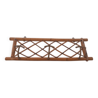 Vintage rattan coat rack