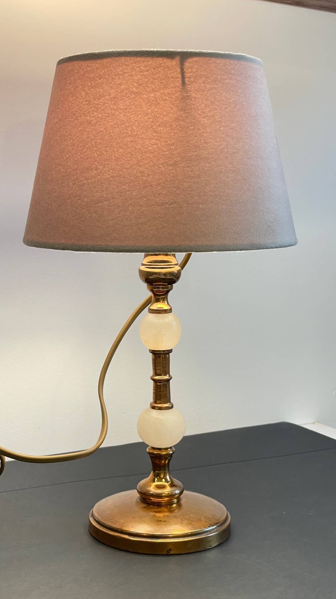 Vintage marble and velvet metal lamp