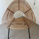 Chaise design en rotin, H. Broekhuizen pour Rohé Noordwolde, années 1960