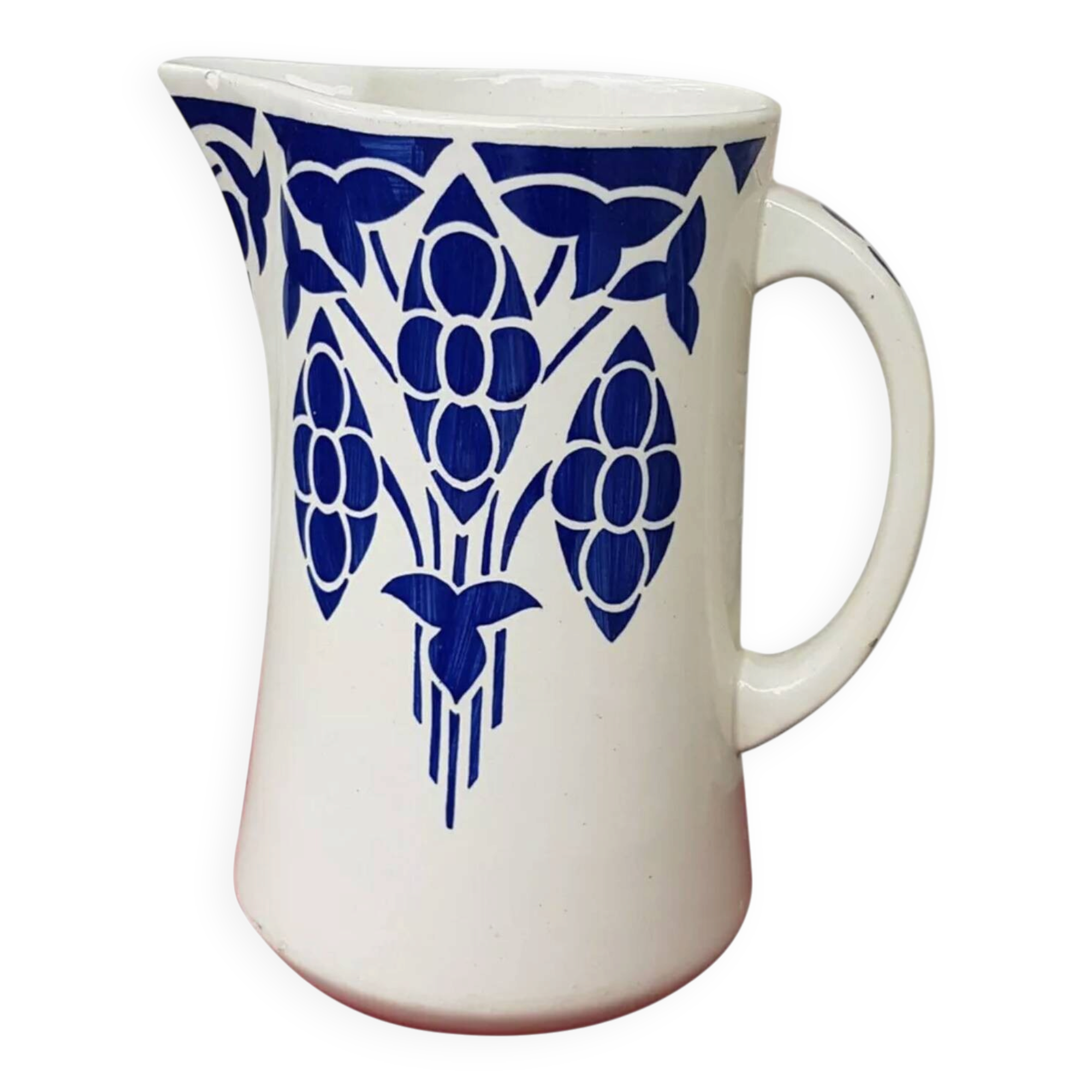 Ceramic jug Moulin des Loups with blue pattern