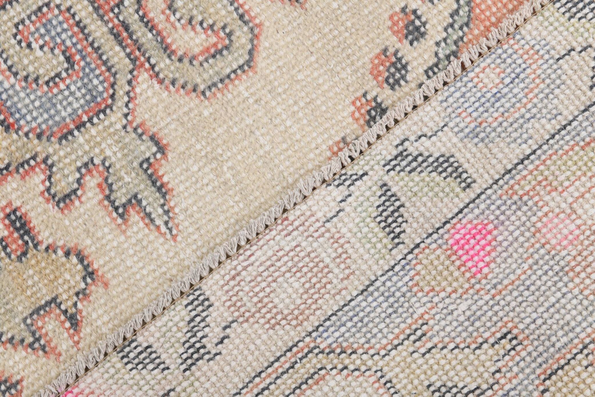 4x7 Pale Orange & Beige Oriental Wool Turkish Vintage Rug, 127x210Cm SK 6787