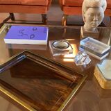 Hollywood regency brass and tortoiseshell lucite tray, Italy 1970s