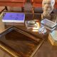 Hollywood regency brass and tortoiseshell lucite tray, Italy 1970s