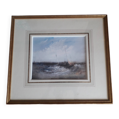 Tableau ancien représentant une marine