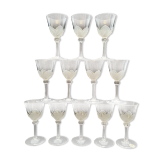 12 liquor glasses 50 cl in Arques crystal J G Durand model Florence