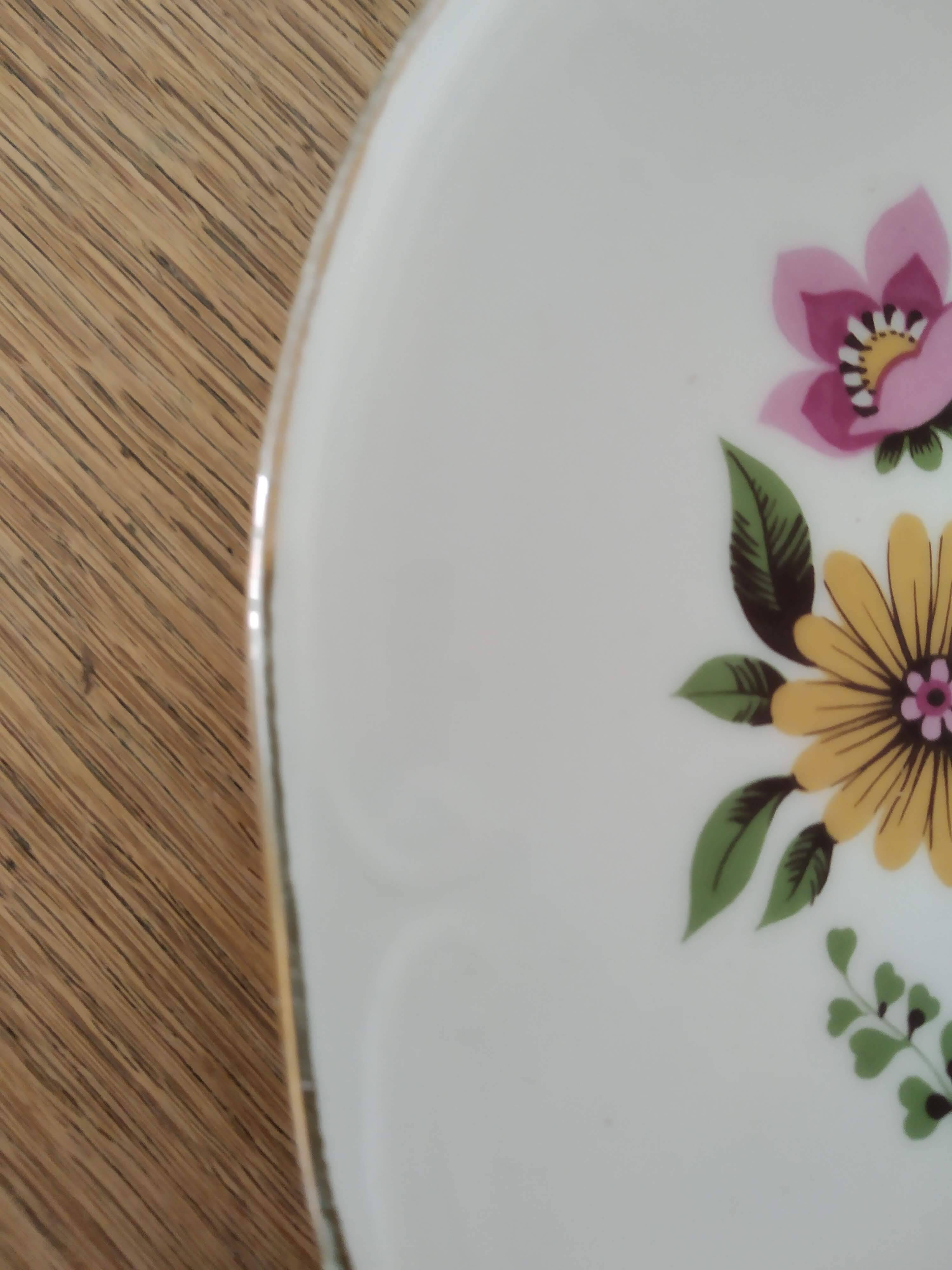 Set of 8 vintage Gien earthenware plates from the 70s with a floral pattern.