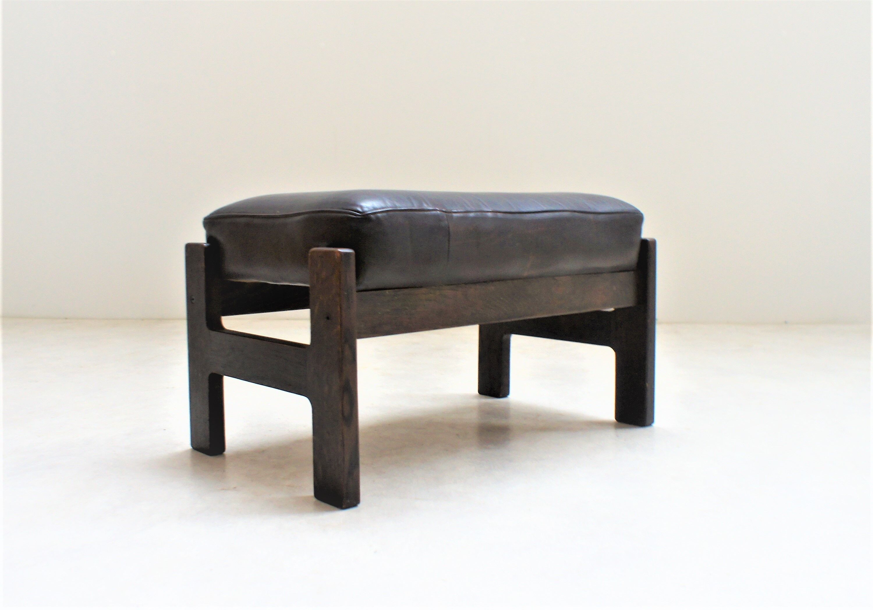 Scandinavian maroon leather stool