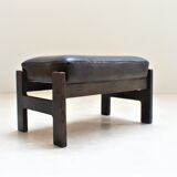 Scandinavian maroon leather stool