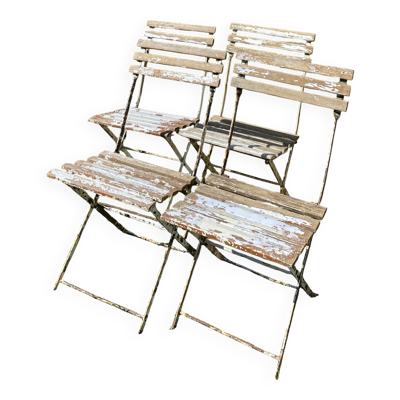 4 chaises de jardin pliantes en bois et métal