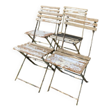 Set of 4 folding garden chairs in wood and metal