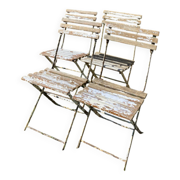 4 chaises de jardin pliantes en bois et métal