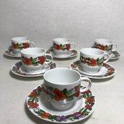 Series 6 cups old kaiser ceramic white + flowers vintage designs