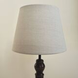 Turned wood lamp