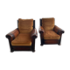 Pair of english leather club armchairs 1930 30 art deco