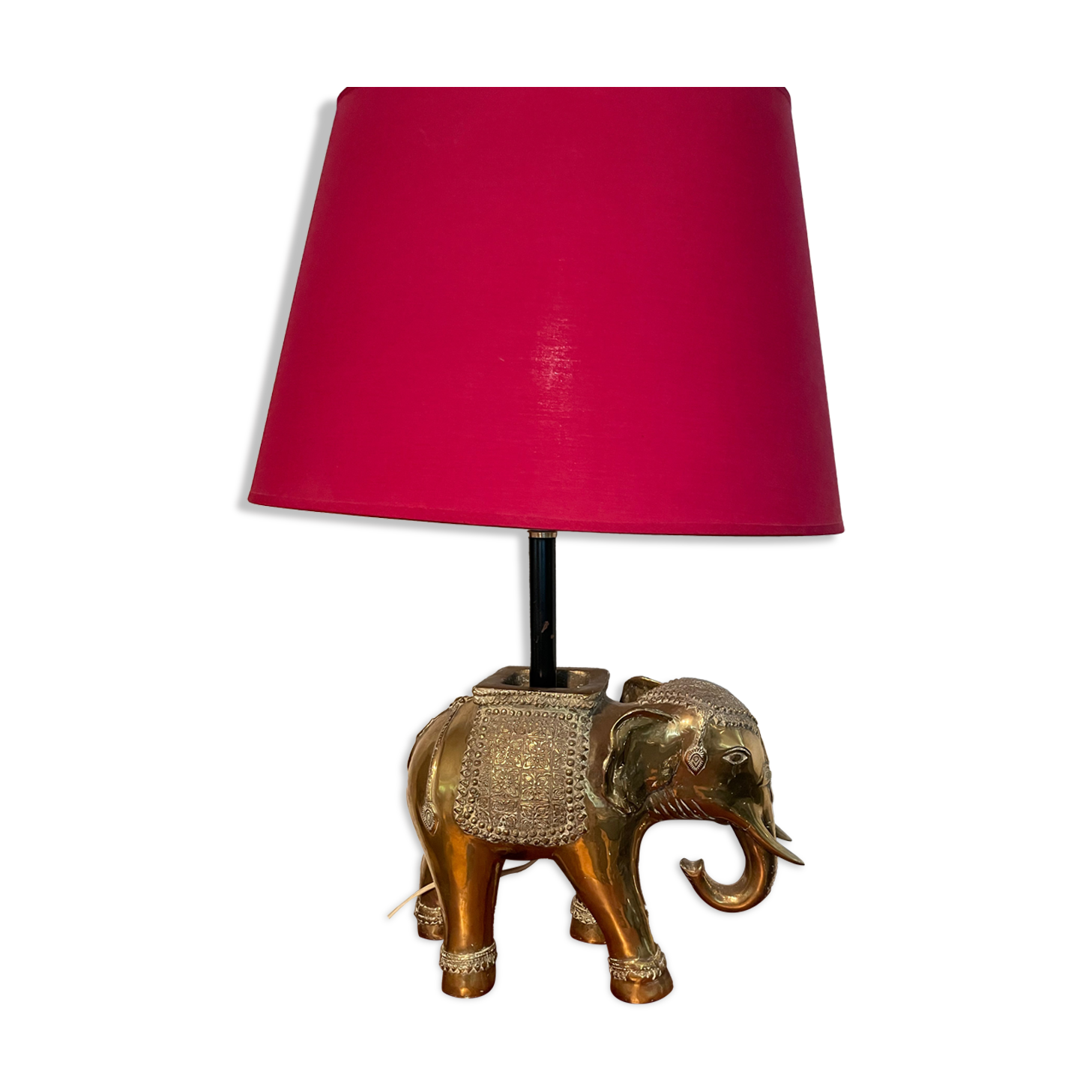 Golden brass elephant lamp