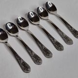Set of six "Burgsil" stainless steel teaspoons with rabbit decoration